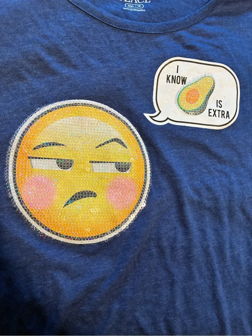 The Children's Place Navy Fringe Tee with Emoji & Speech Patch